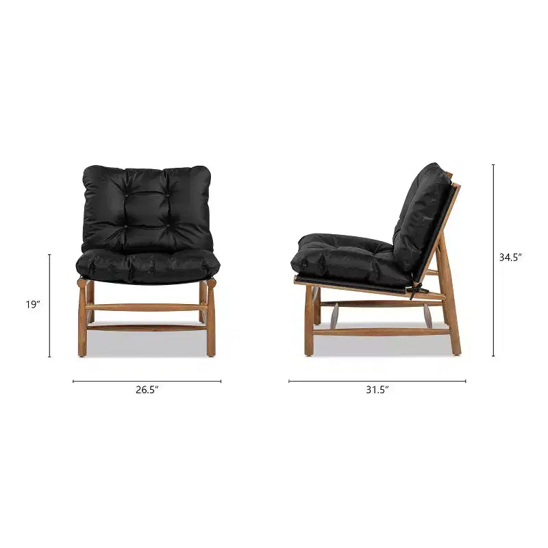 Fauteuil d'appoint moderne du milieu du siècle Jennifer Taylor Home Oxford 26.5 en cuir, cuir noir de jais