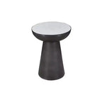 Jofran, Table d'appoint piédestal ronde en marbre et fer de luxe moderne, collection Circularity, 15