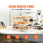 Vitrine à pâtisseries VEVOR, vitrine de boulangerie commerciale à 3 niveaux pour comptoir, boîte de présentation en acrylique avec accès par porte arrière, 52,6 x 36,1 x 41,4 cm
