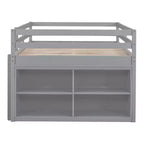 Lit mezzanine jumeau/double avec bureau coulissant et 4 tiroirs, cadre de lit mezzanine bas en bois avec étagères - ModernLuxe