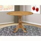 Table de salle à manger HomeStock en bois d'acacia avec texture bois et deux rallonges de 9 pouces