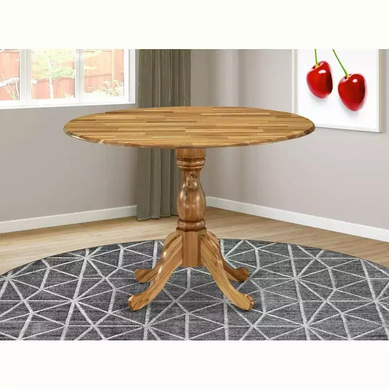 Table de salle à manger HomeStock en bois d'acacia avec texture bois et deux rallonges de 9 pouces