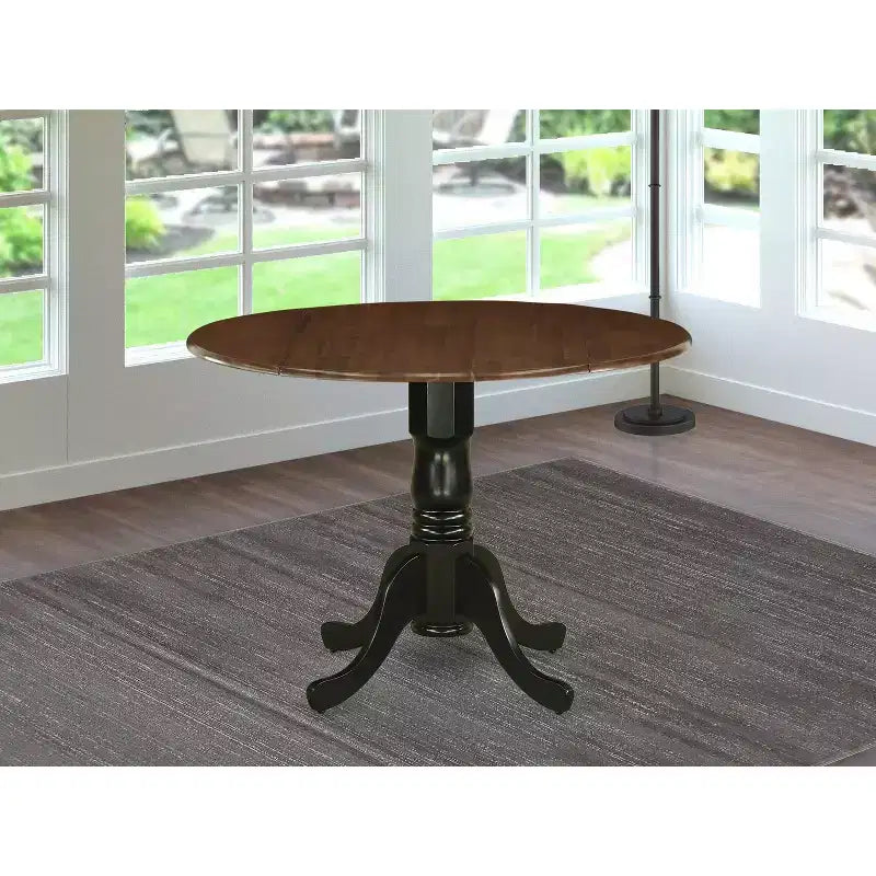 Table de salle à manger HomeStock en bois d'acacia avec texture bois et deux rallonges de 9 pouces