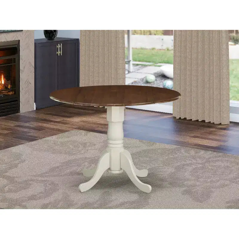 Table de salle à manger HomeStock en bois d'acacia avec texture bois et deux rallonges de 9 pouces