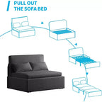Canapé-lit Mjkone pour une personne, canapé convertible 2 en 1 en lin avec coussins