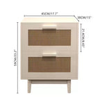 Table de chevet GDFStudio Regina 23.2 H en bois et rotin avec deux tiroirs