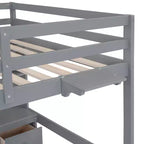 Whisen 78.4L x 57.6W Lit mezzanine pleine grandeur avec bureau, armoires, tiroirs et plateau de chevet, station de recharge intégrée, rangements multiples