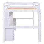 Whisen 78.4L x 57.6W Lit mezzanine pleine grandeur avec bureau, armoires, tiroirs et plateau de chevet, station de recharge intégrée, rangements multiples