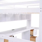 Whisen 78.4L x 57.6W Lit mezzanine pleine grandeur avec bureau, armoires, tiroirs et plateau de chevet, station de recharge intégrée, rangements multiples