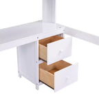 Whisen 78.4L x 57.6W Lit mezzanine pleine grandeur avec bureau, armoires, tiroirs et plateau de chevet, station de recharge intégrée, rangements multiples