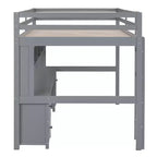 Whisen 78.4L x 57.6W Lit mezzanine pleine grandeur avec bureau, armoires, tiroirs et plateau de chevet, station de recharge intégrée, rangements multiples