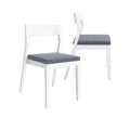 Plank+Beam Set of 2 Modern Dining Chairs, Cushioned Seat Kitchen Chair, Upholstered Solid Wood Chair for OfficeandLivingRoom, White/Slate