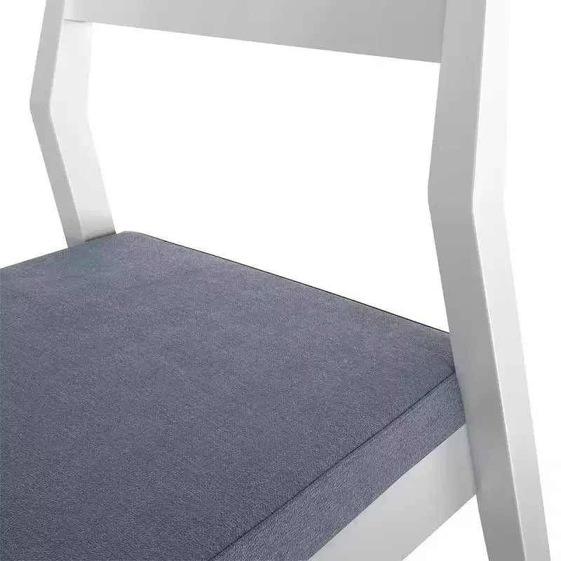 Plank+Beam Lot de 2 chaises de salle à manger modernes, chaise de cuisine rembourrée, chaise en bois massif rembourrée pour bureau et salon, blanc/ardoise