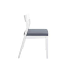 Plank+Beam Lot de 2 chaises de salle à manger modernes, chaise de cuisine rembourrée, chaise en bois massif rembourrée pour bureau et salon, blanc/ardoise