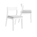 Plank+Beam Set of 2 Modern Dining Chairs, Cushioned Seat Kitchen Chair, Upholstered Solid Wood Chair for OfficeandLivingRoom, White/Cream