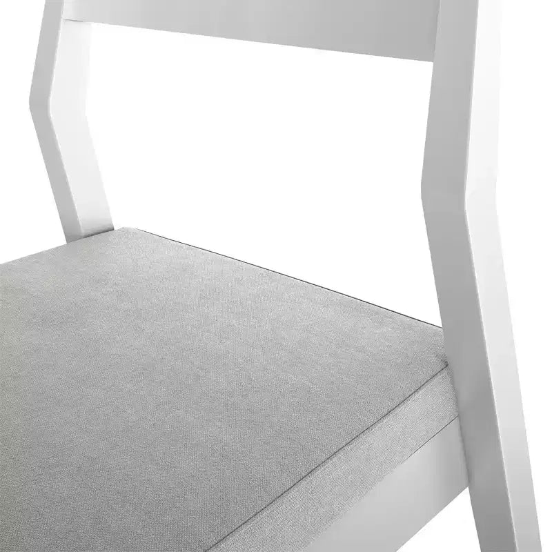 Plank+Beam Lot de 2 chaises de salle à manger modernes, Chaise de cuisine avec siège rembourré, Chaise rembourrée en bois massif pour bureau et salon, Blanc/Crème