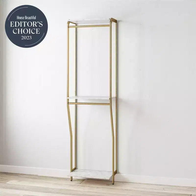 Gwyneth Closet - Tringle de penderie, Faux marbre blanc et Bronze doré