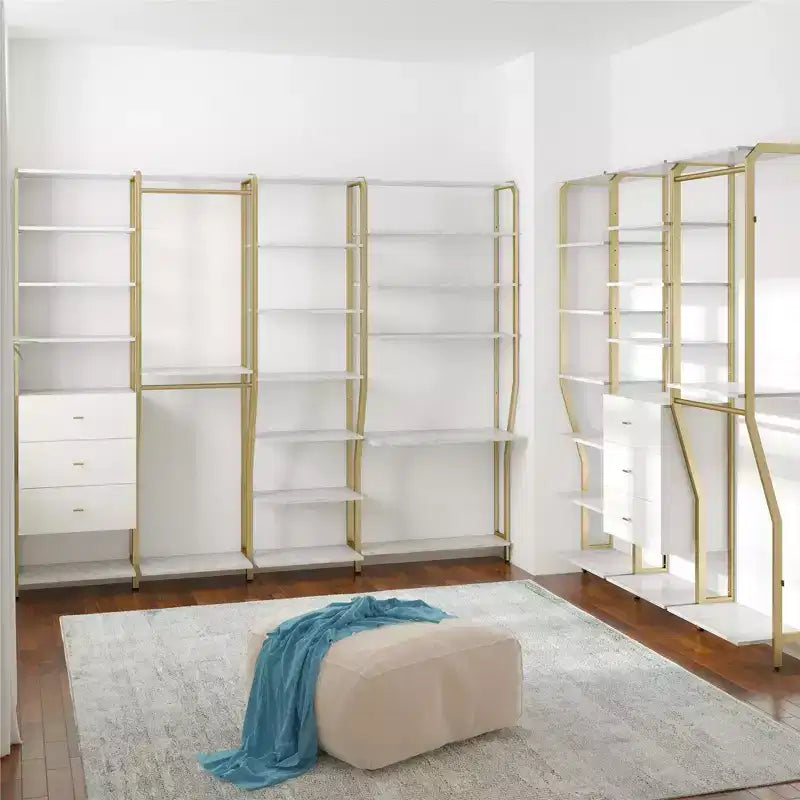 Gwyneth Closet - Tringle de penderie, Faux marbre blanc et Bronze doré