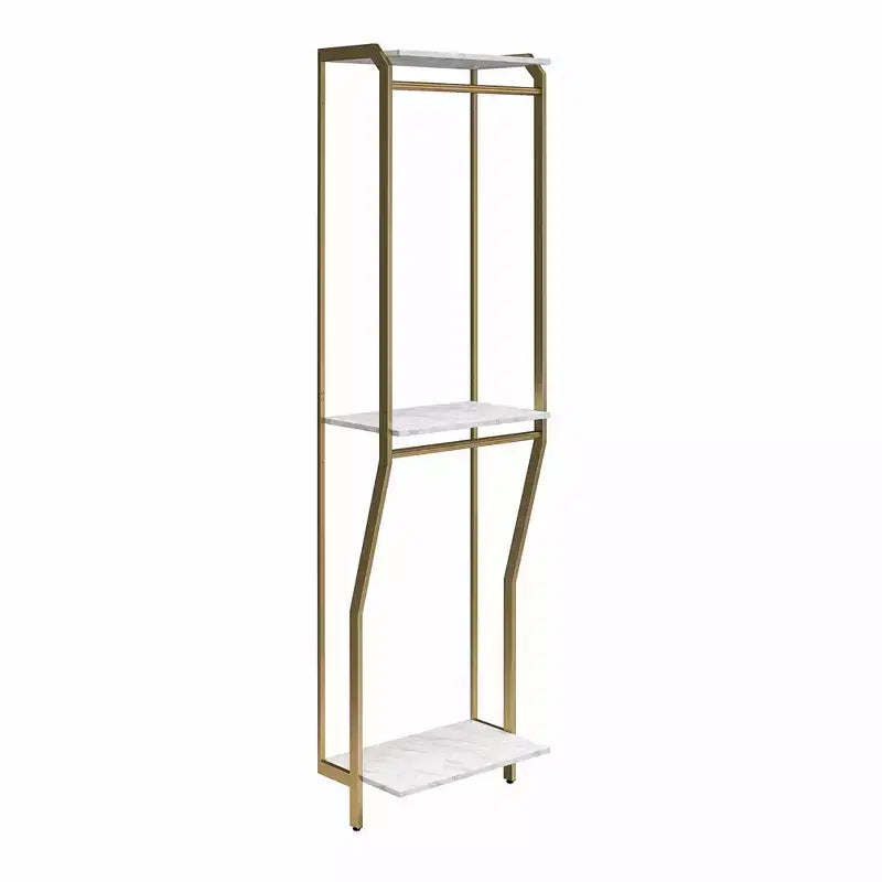 Gwyneth Closet - Tringle de penderie, Faux marbre blanc et Bronze doré