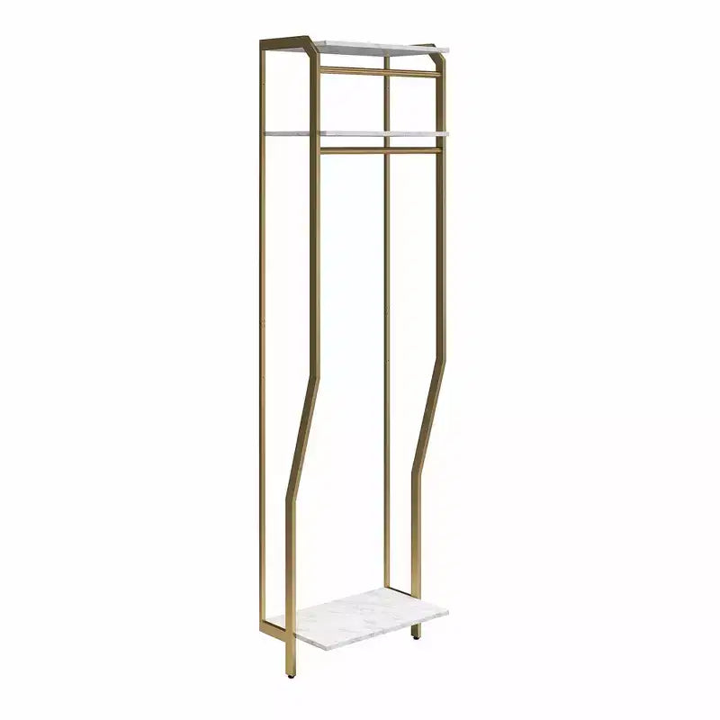 Gwyneth Closet - Tringle de penderie, Faux marbre blanc et Bronze doré
