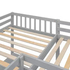 Whisen Lit mezzanine en bois en forme de L, taille double, 119 po L x 79,5 po l, avec échelle et 2 bureaux intégrés en forme de L