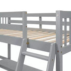 Whisen Lit mezzanine en bois en forme de L, taille double, 119 po L x 79,5 po l, avec échelle et 2 bureaux intégrés en forme de L