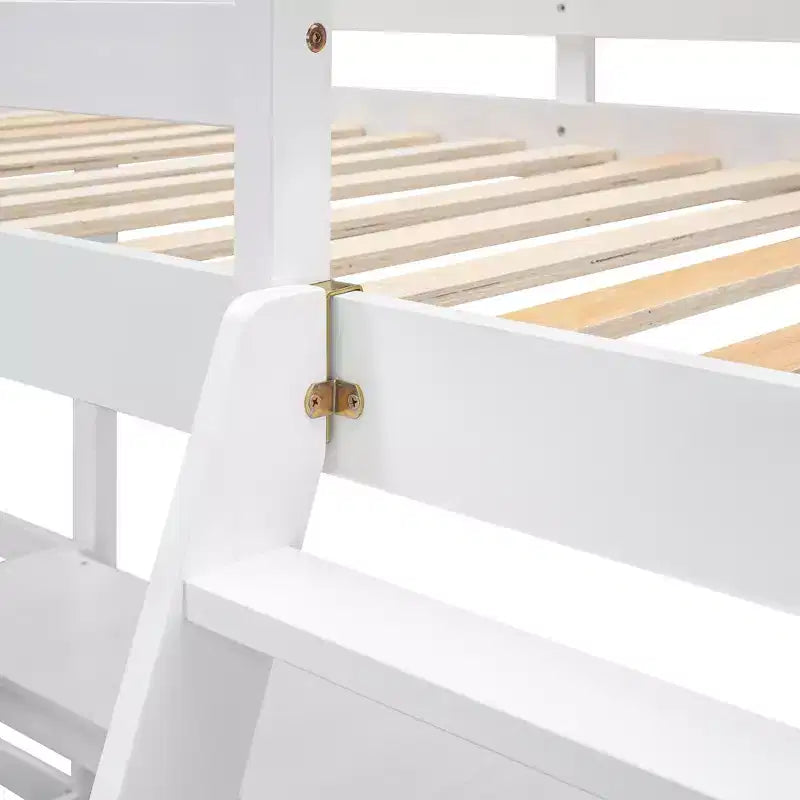 Whisen Lit mezzanine en bois en forme de L, taille double, 119 po L x 79,5 po l, avec échelle et 2 bureaux intégrés en forme de L