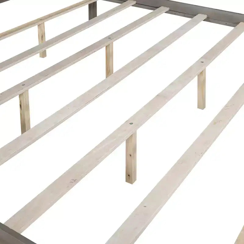 Lit à baldaquin plateforme de style minimaliste Whisen King-size avec tête de lit incurvée et pieds de support en bois