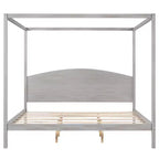 Lit à baldaquin plateforme de style minimaliste Whisen King-size avec tête de lit incurvée et pieds de support en bois