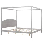 Lit à baldaquin plateforme de style minimaliste Whisen King-size avec tête de lit incurvée et pieds de support en bois
