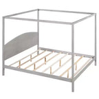 Lit à baldaquin plateforme de style minimaliste Whisen King-size avec tête de lit incurvée et pieds de support en bois