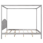 Lit à baldaquin plateforme de style minimaliste Whisen King-size avec tête de lit incurvée et pieds de support en bois