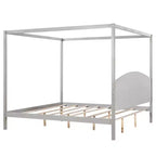 Lit à baldaquin plateforme de style minimaliste Whisen King-size avec tête de lit incurvée et pieds de support en bois