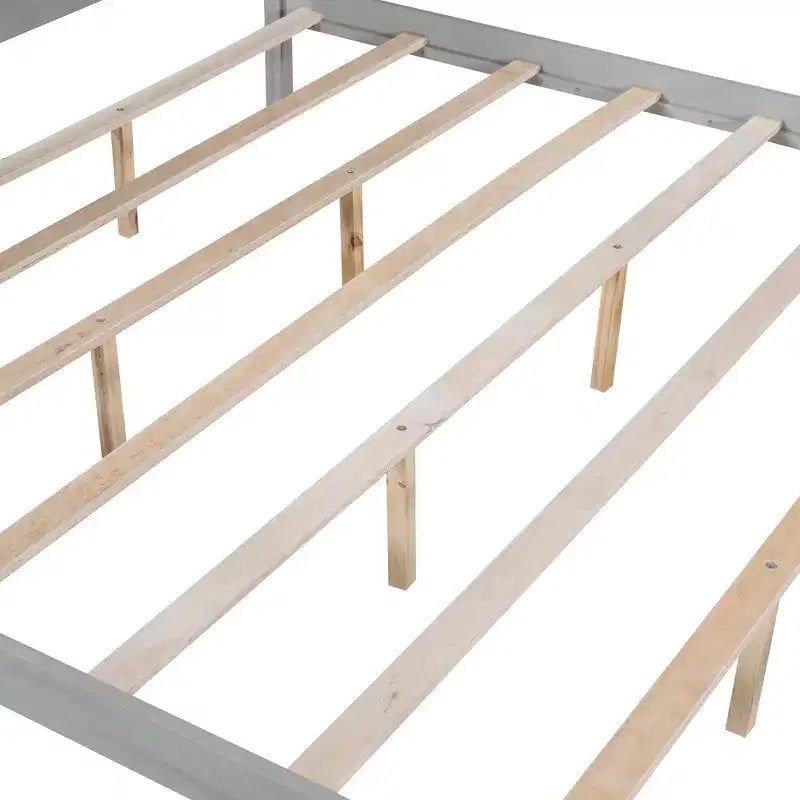 Lit à baldaquin plateforme de style minimaliste Whisen King-size avec tête de lit incurvée et pieds de support en bois