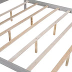 Lit à baldaquin plateforme de style minimaliste Whisen King-size avec tête de lit incurvée et pieds de support en bois