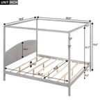 Lit à baldaquin plateforme de style minimaliste Whisen King-size avec tête de lit incurvée et pieds de support en bois