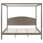 Lit à baldaquin plateforme de style minimaliste Whisen King-size avec tête de lit incurvée et pieds de support en bois
