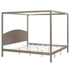 Lit à baldaquin plateforme de style minimaliste Whisen King-size avec tête de lit incurvée et pieds de support en bois
