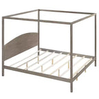 Lit à baldaquin plateforme de style minimaliste Whisen King-size avec tête de lit incurvée et pieds de support en bois
