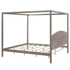 Lit à baldaquin plateforme de style minimaliste Whisen King-size avec tête de lit incurvée et pieds de support en bois