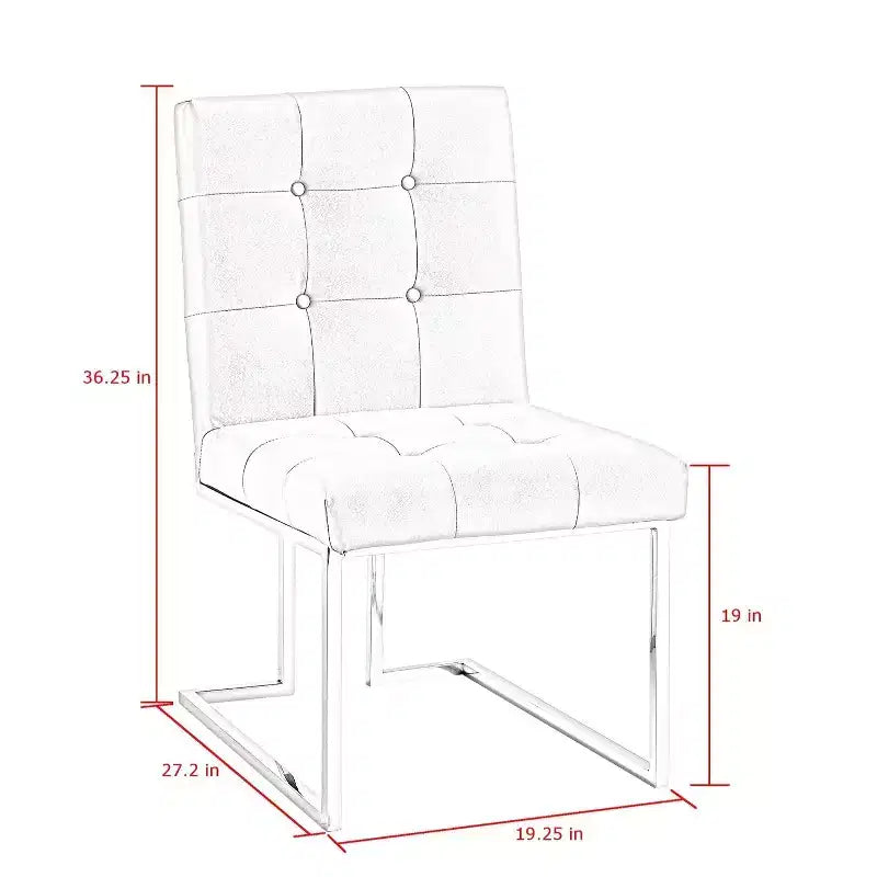 Chaise de salle à manger sans accoudoirs Vanderbilt de Inspired Home avec cadre en acier inoxydable (ensemble de 2)
