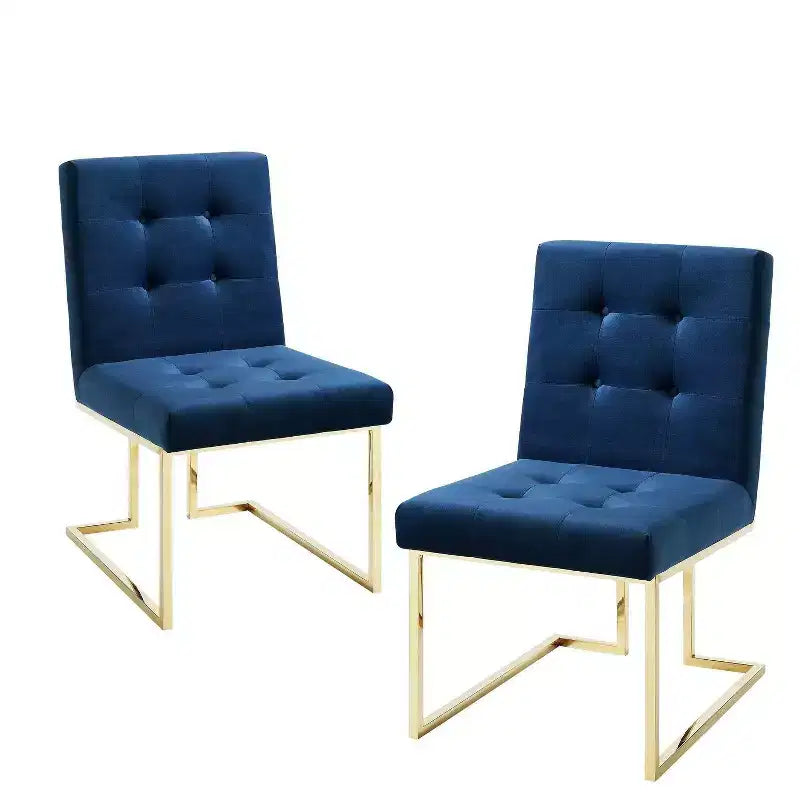 Chaise de salle à manger sans accoudoirs Vanderbilt de Inspired Home avec cadre en acier inoxydable (ensemble de 2)
