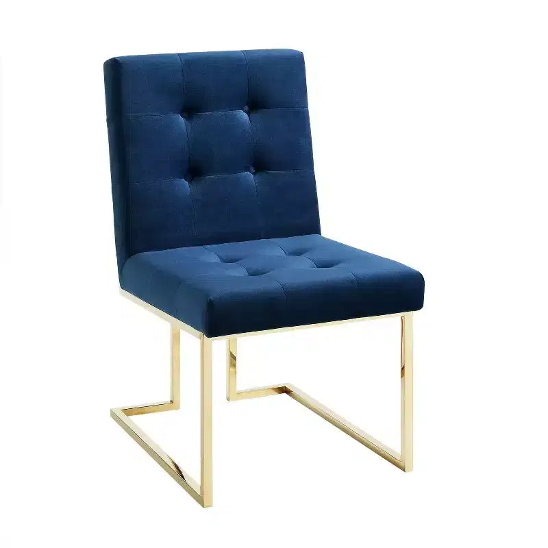 Chaise de salle à manger sans accoudoirs Vanderbilt de Inspired Home avec cadre en acier inoxydable (ensemble de 2)