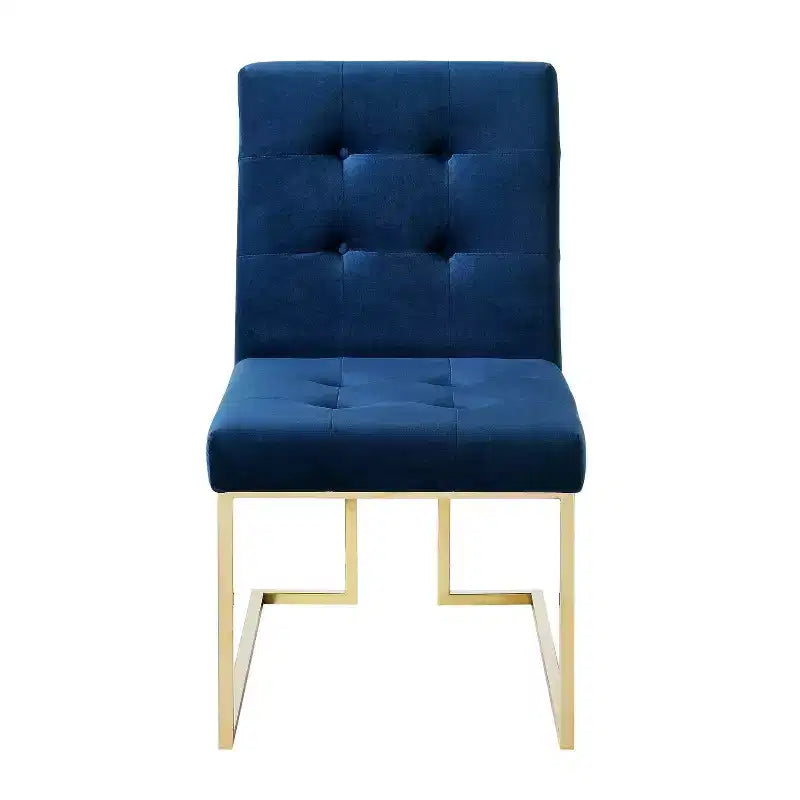 Chaise de salle à manger sans accoudoirs Vanderbilt de Inspired Home avec cadre en acier inoxydable (ensemble de 2)