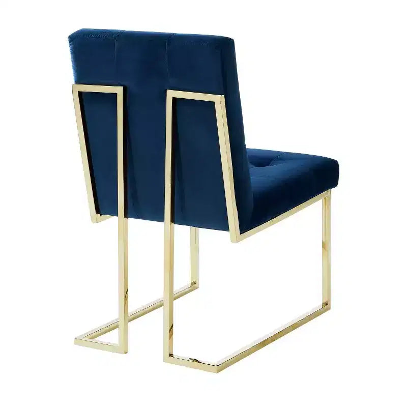 Chaise de salle à manger sans accoudoirs Vanderbilt de Inspired Home avec cadre en acier inoxydable (ensemble de 2)
