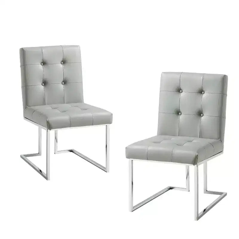 Chaise de salle à manger sans accoudoirs Vanderbilt de Inspired Home avec cadre en acier inoxydable (ensemble de 2)