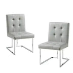 Chaise de salle à manger sans accoudoirs Vanderbilt de Inspired Home avec cadre en acier inoxydable (ensemble de 2)