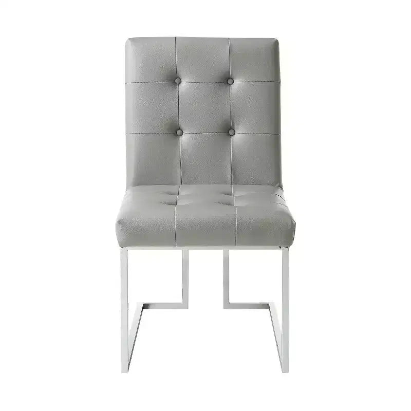 Chaise de salle à manger sans accoudoirs Vanderbilt de Inspired Home avec cadre en acier inoxydable (ensemble de 2)