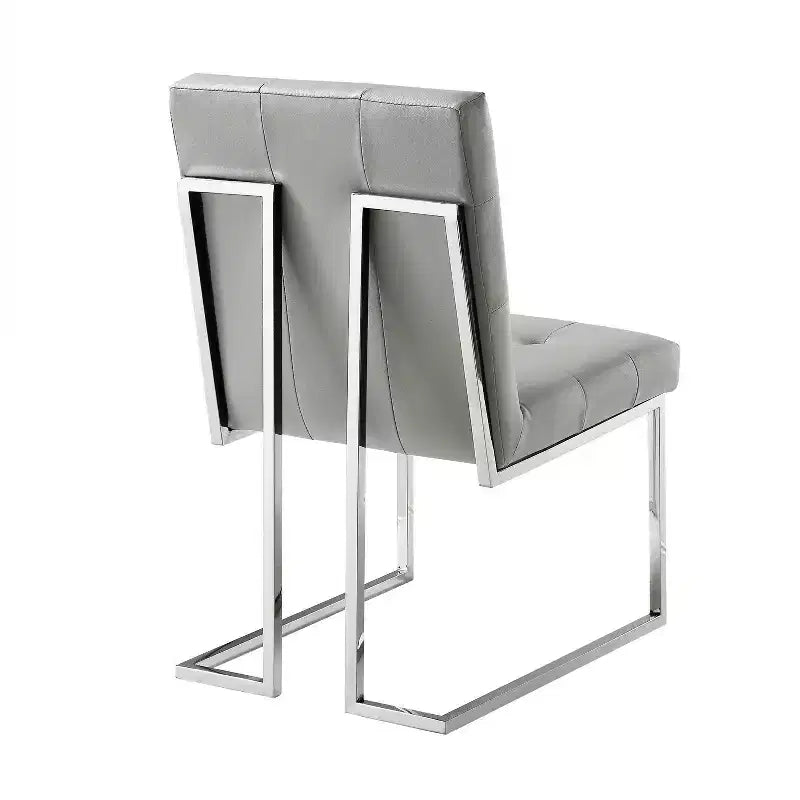Chaise de salle à manger sans accoudoirs Vanderbilt de Inspired Home avec cadre en acier inoxydable (ensemble de 2)
