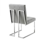Chaise de salle à manger sans accoudoirs Vanderbilt de Inspired Home avec cadre en acier inoxydable (ensemble de 2)